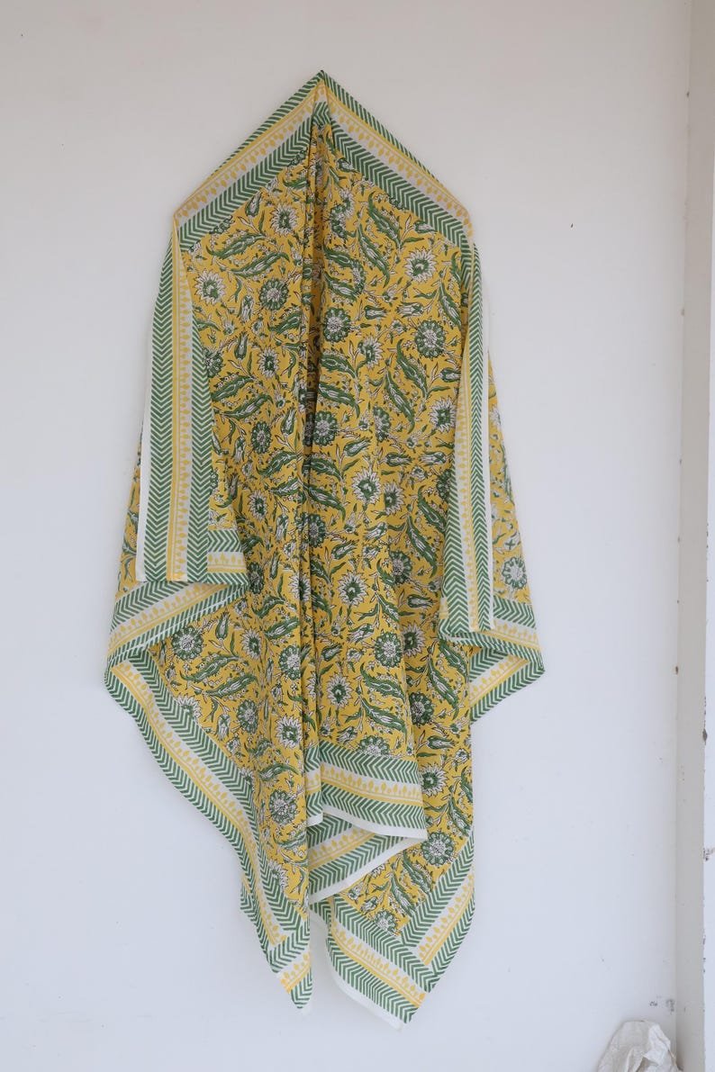 Hand Block Printed Cotton Sarong: Boho Beach Wrap Cover-Up image 1