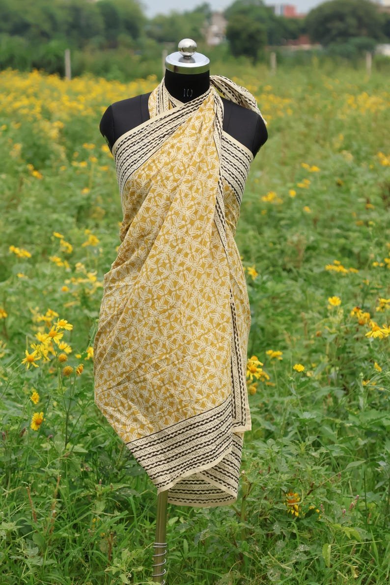 Hand Block Printed Cotton Sarong: Boho Beach Cover-Up image 1