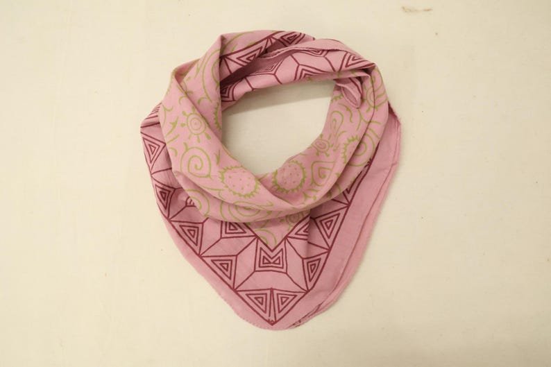Floral Block Print Cotton Bandana Scarf: Handmade Ethical Fashion | Cotton Headscarf | Boho Hair Accessory | Handmade & Eco Friendly image 1