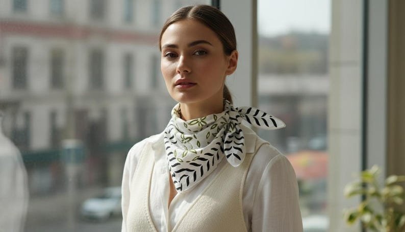 Hand Block Print Cotton Bandana | Floral Neck Scarf | Natural Cotton Scarf | Organic Cotton Boho Bandana for Hair, Neck, Pet, Gift for Her image 1