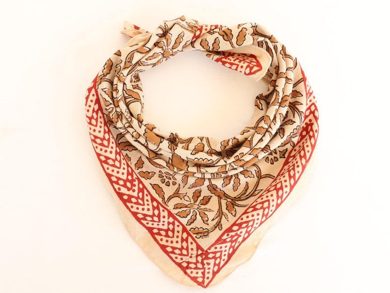 8 pcs Hand Block Printed Organic Cotton Bandana: organic Cotton | party And biker Bandana | Cotton Hair & Neck Wrap | Gift for her image 1